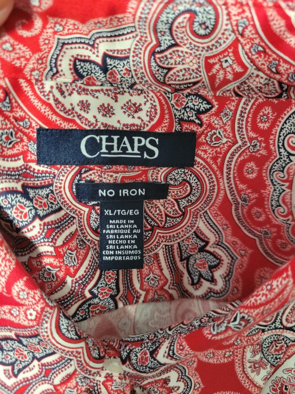 NWT Chaps XL Paisley Print Shirt No Iron - Picture 5 of 5